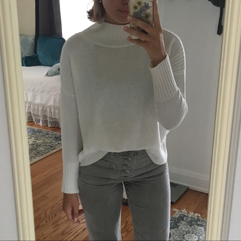 Anthropologie White Turtleneck Sweater
